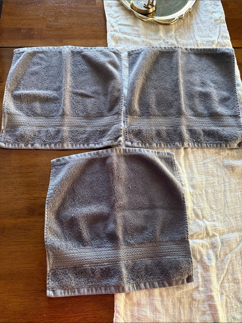 Set of 3 Hotel Collection Square Washcloth grey,12 Inch